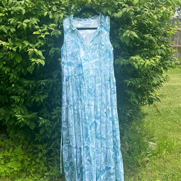 Calvin Klein Light Blue Floral Maxi Dress - Picture 2 of 7